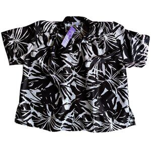 Vtg A Personal Touch Shirt Womens 5X Deadstock NEW Tropical Black White Blouse